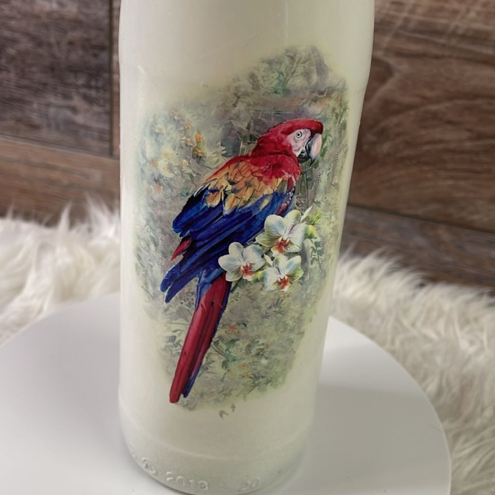 Mayrich Company Decorative Mccaw Bottle Vase ,White With Mccaw Graphic , 11 1/2” - Picture 2 of 7